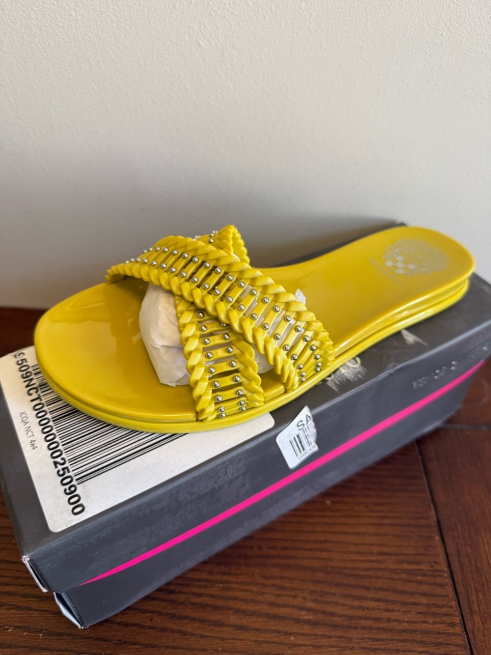 Vince Camuto Erinda Yellow Jelly Slide Sandal New